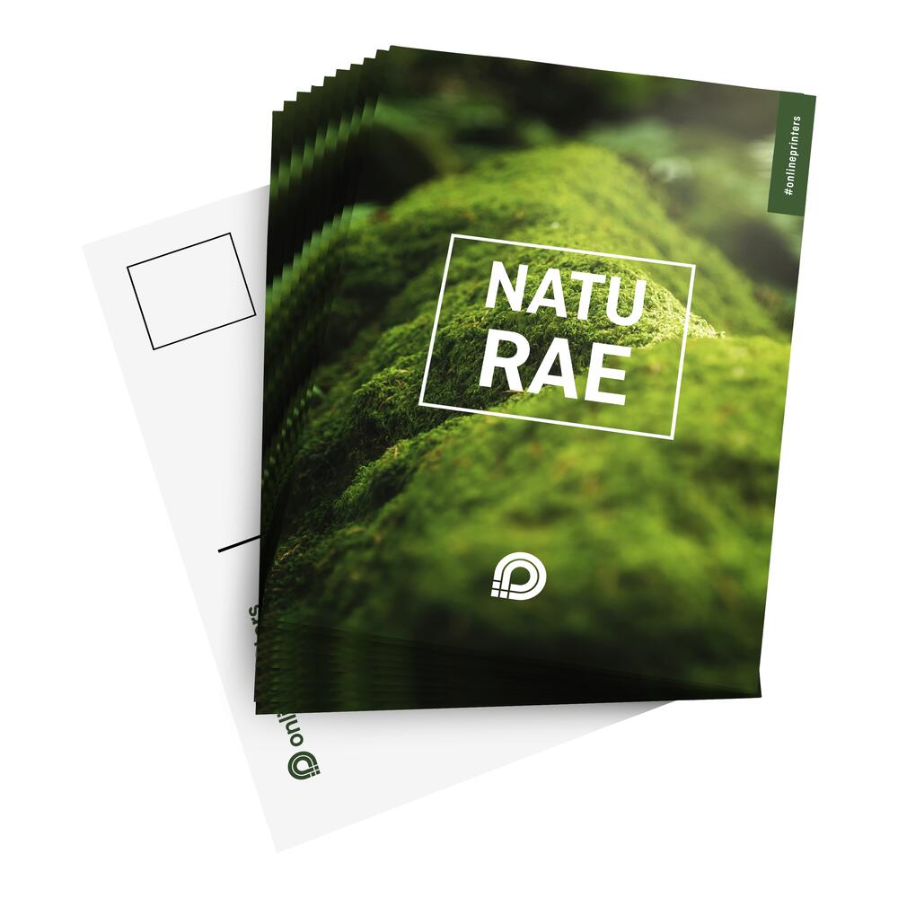1000 Cartes postales écologiques & naturelles A6 - 300 g/m² carton recyclé - impression recto/verso