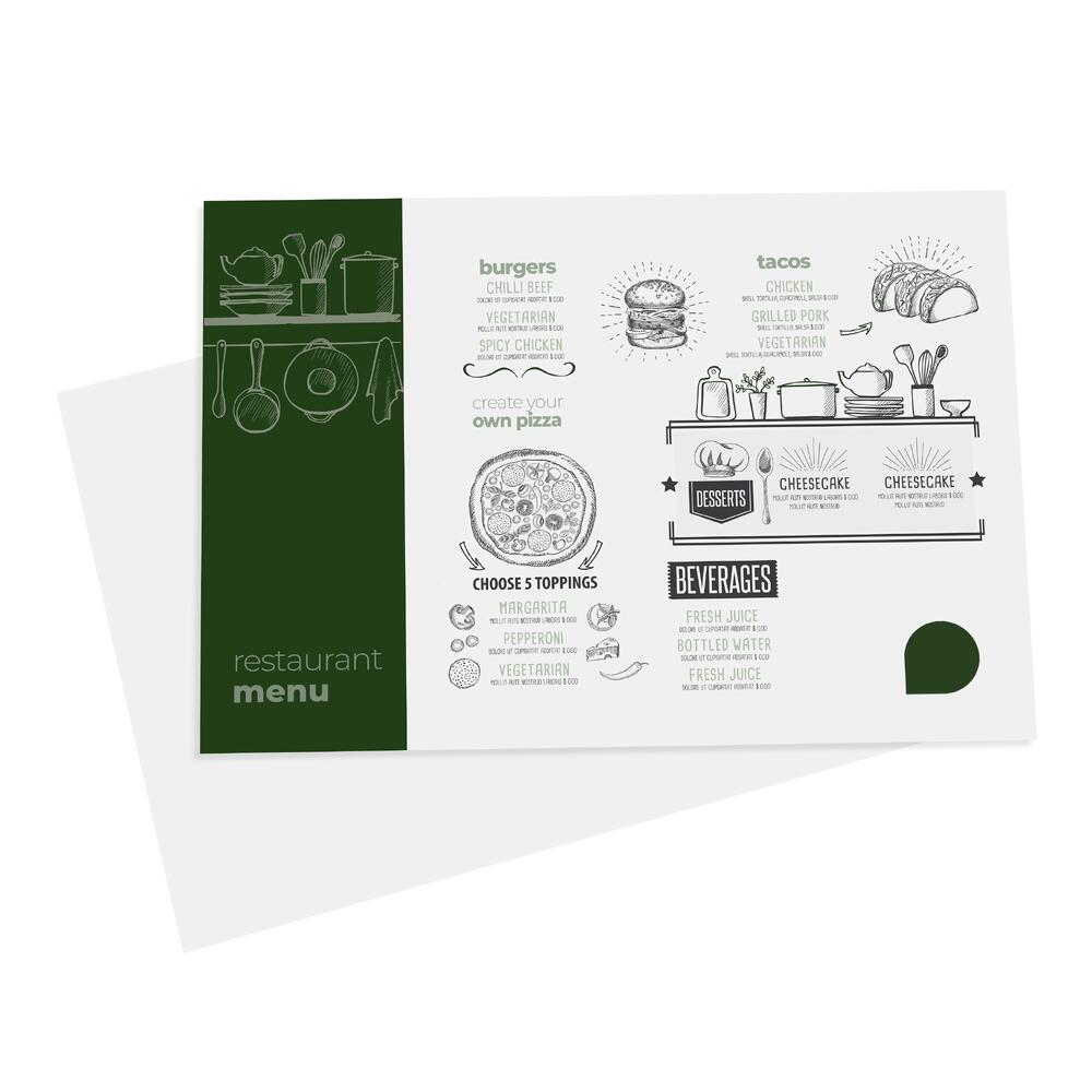 5000 Sets de table A3 - 90 g/m² papier offset - recto seul