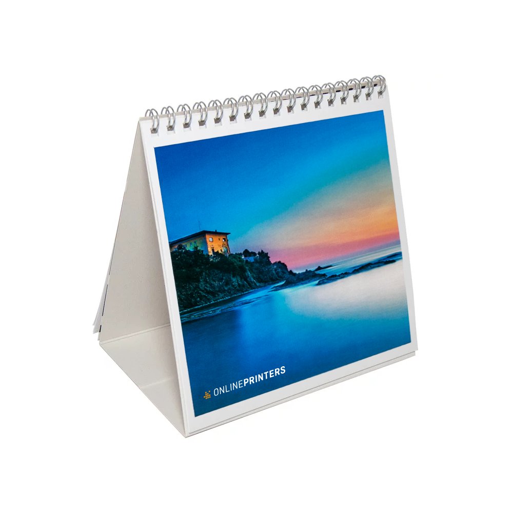 100 Calendriers de table A5-carré - 250 g/m² papier couché - Impression quadrichrome à 1 face