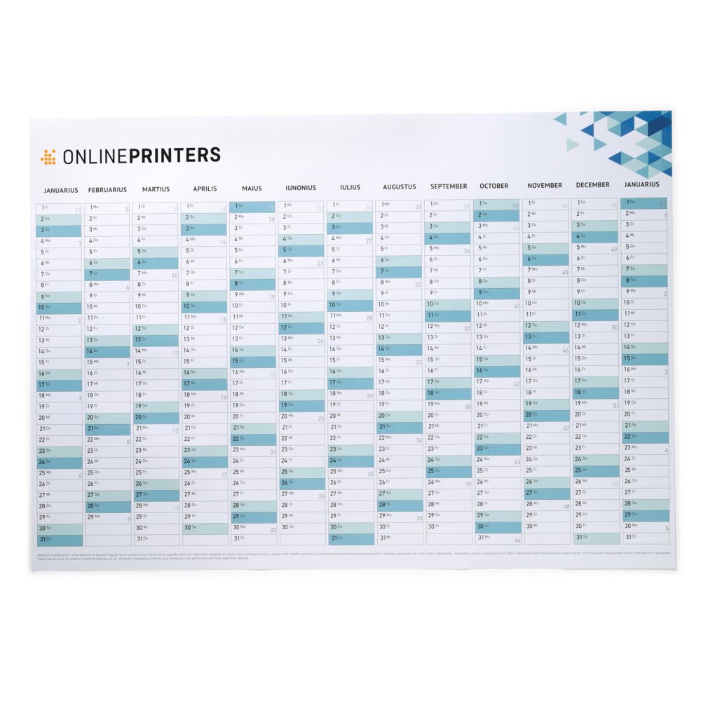 Impression calendrier mural grand format A1 Onlineprinters
