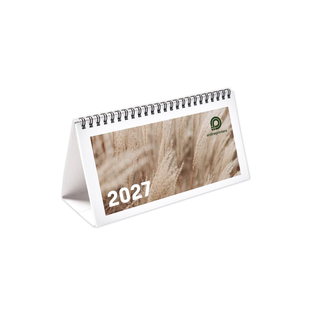 100 Calendriers de table long - 250 g/m² papier couché - Impression quadrichrome à 1 face