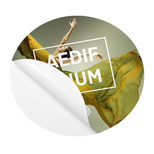 Weisser, statischer, runder Aufkleber.