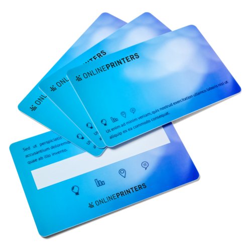 Cartes en plastique avec espace signature, 8,6 x 5,4 cm, impression recto/verso 1