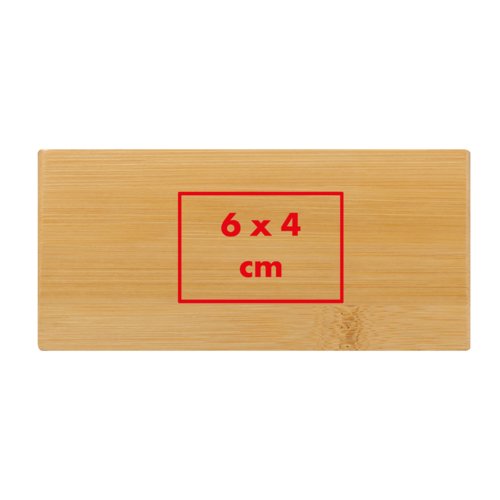 Horloge de bureau en bois clair de forme rectangulaire.