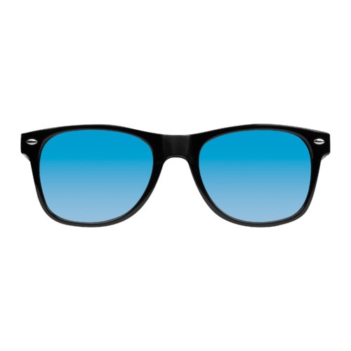 Lunettes de soleil en plastique noir avec verres colors.