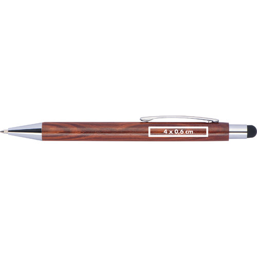 Stylo  bille en bois avec fonction tactile et clip.