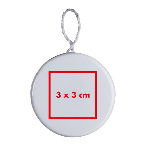 Yo-yo blanc en plastique avec ficelle.