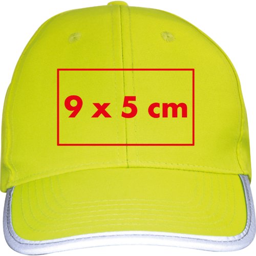 Casquette de baseball jaune en tissu pour enfants avec sangle réglable.