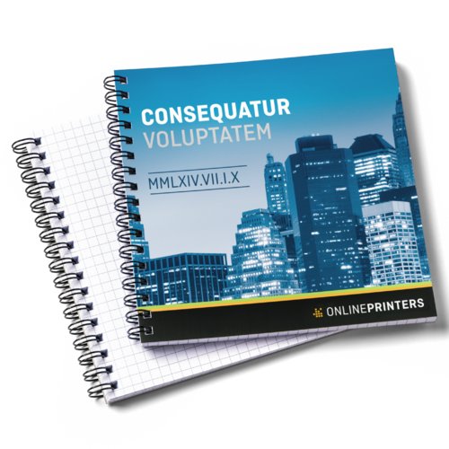 Bloc-notes avec reliure spirale et pages quadrilles.