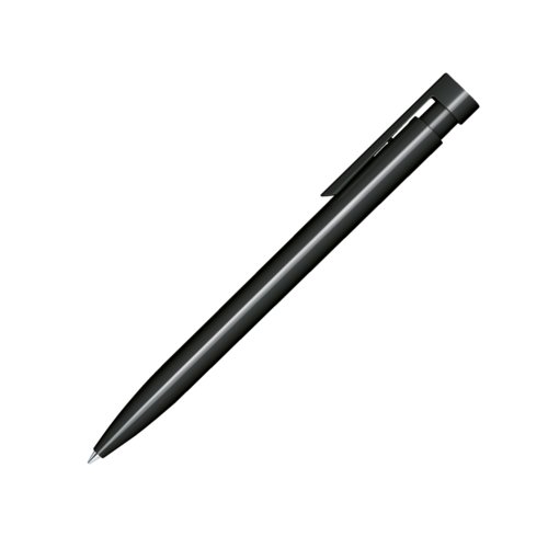 Stylo � bille en plastique noir avec finition brillante et clip.
