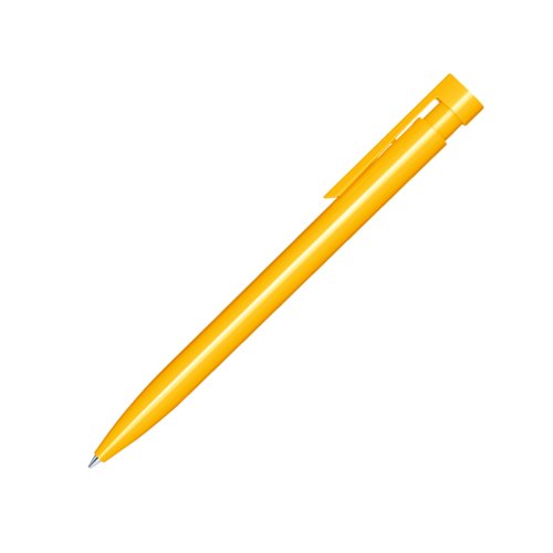 Stylo � bille jaune en plastique avec une finition polie et un clip.