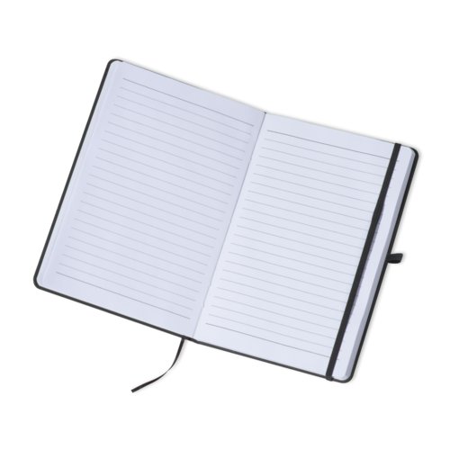 Carnet noir avec élastique et marque-page.