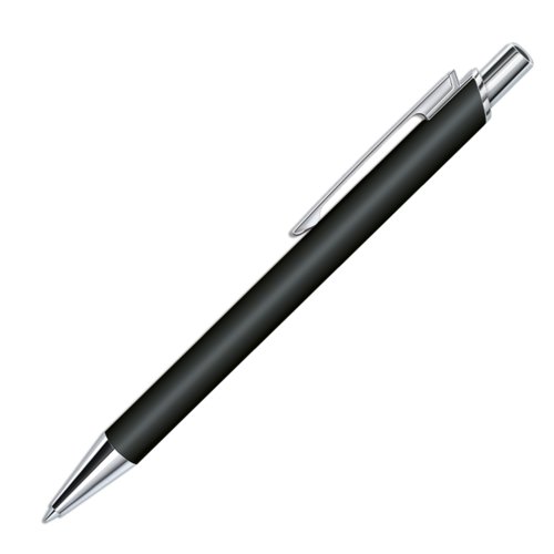 Stylo � bille noir avec m�canisme poussoir et finition douce.