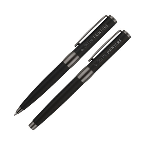 Parure de stylos senator® Black Line composée d’un stylo à bille et d’un stylo plume avec étui 1