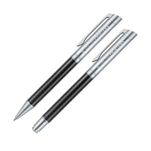 Parure de stylos senator® Carbon Line composée d’un stylo à bille et d’un stylo plume avec étui 1