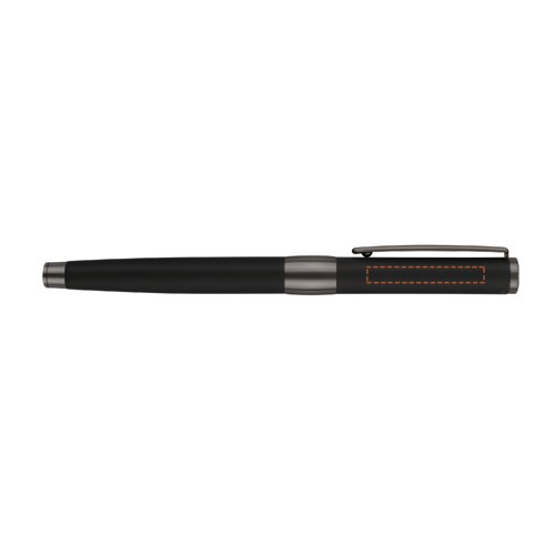 Stylo roller noir avec dtails en mtal et clip.