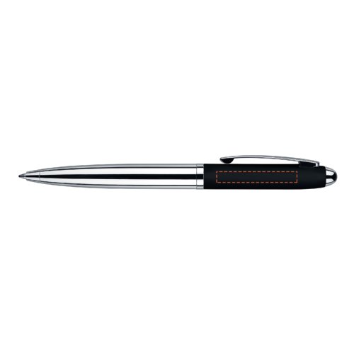 Stylo  bille en mtal avec mcanisme rotatif et surface douce au toucher.