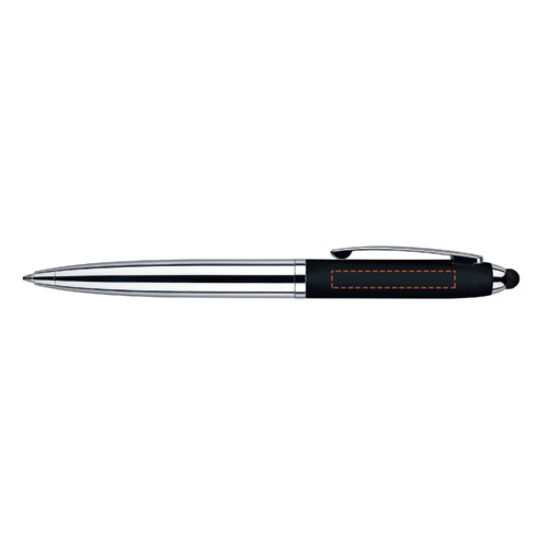 Stylo  bille noir pour cran tactile, mcanisme rotatif et clip.