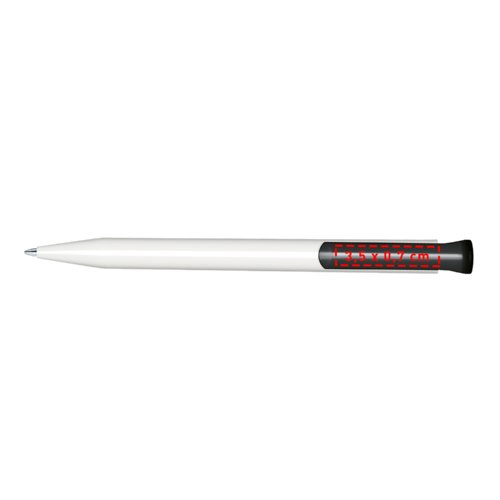 Stylo  bille blanc avec finition polie et mcanisme  poussoir.
