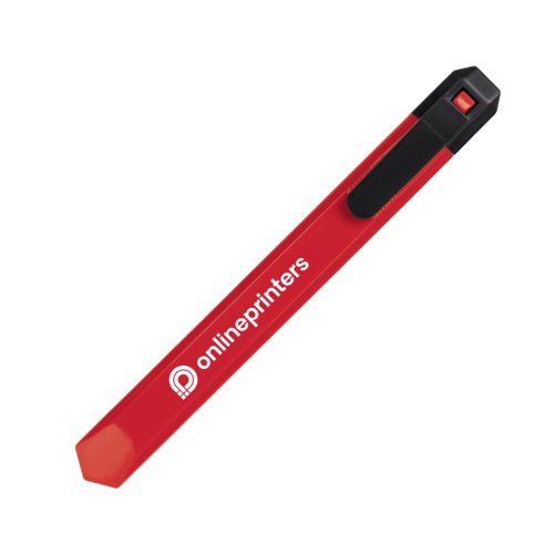 Couteau à carton rouge avec lame rétractable.