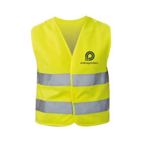Gilet de scurit jaune pour enfants avec bandes rflchissantes.
