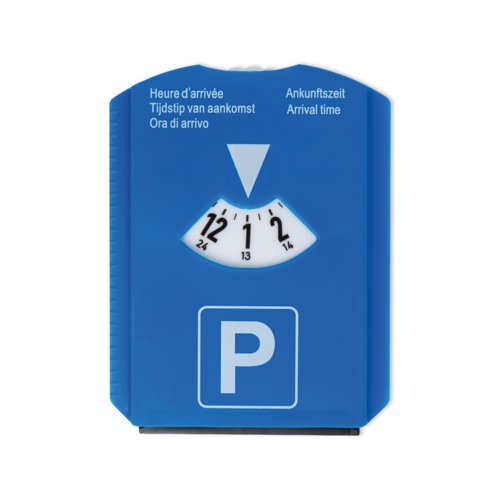 Disque de stationnement bleu avec grattoir à glace.