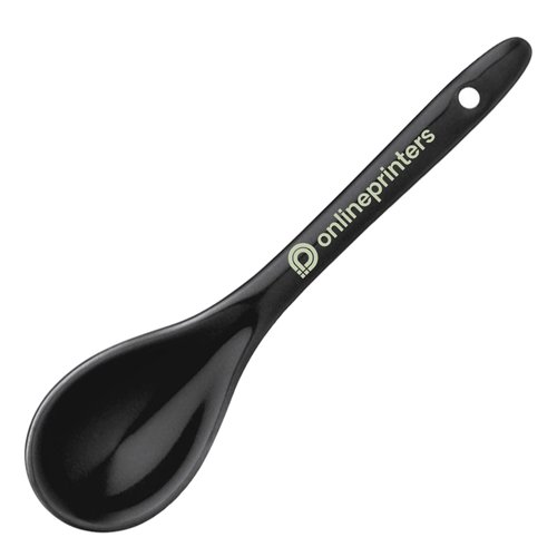 Cuillre noire en plastique avec un trou  l'extrmit du manche.