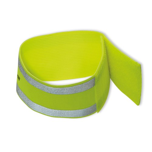 Brassard réfléchissant jaune avec fermeture auto-agrippante.