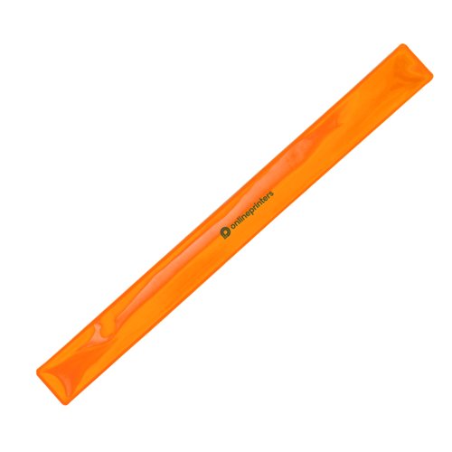 Bracelet orange en plastique à clipser avec éléments réfléchissants.