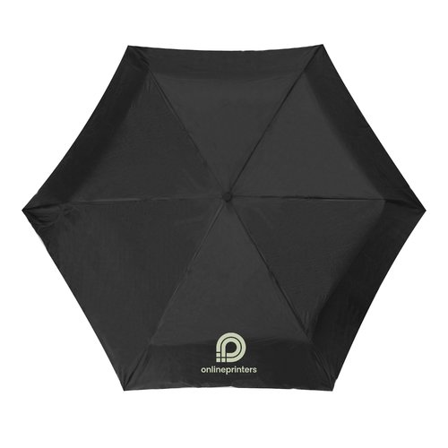 Mini parapluie de poche noir avec housse et mcanisme d'ouverture manuel.
