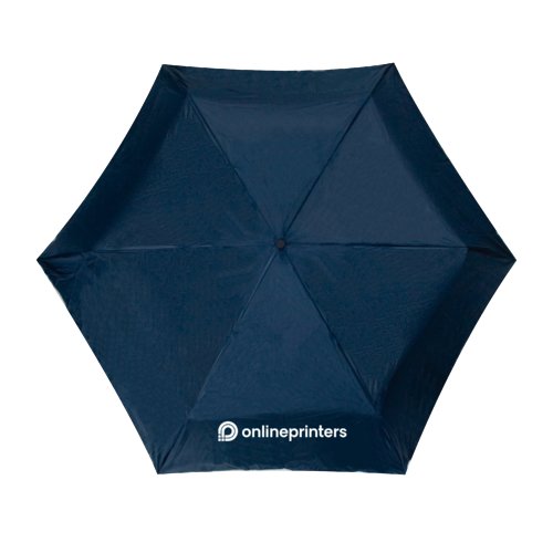 Mini parapluie pliant bleu fonc, rsistant aux temptes et avec housse.