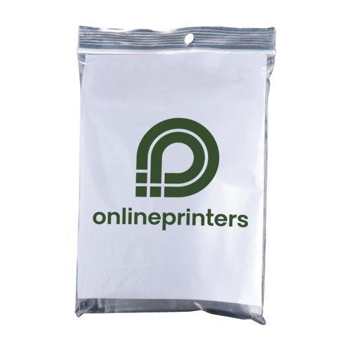 Produit en papier dans un emballage plastique avec trou de suspension.