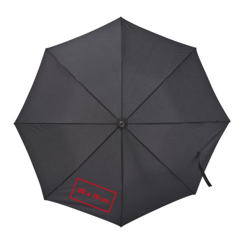 Parapluie automatique noir avec poignée.