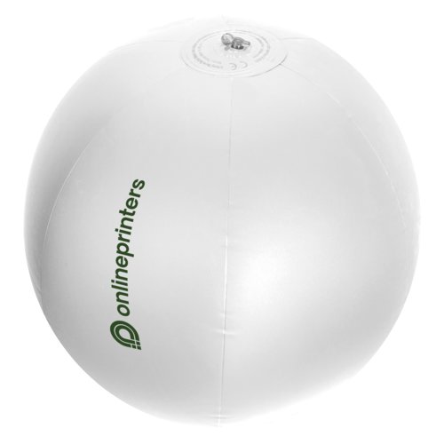 Ballon de plage blanc en plastique avec valve à air.