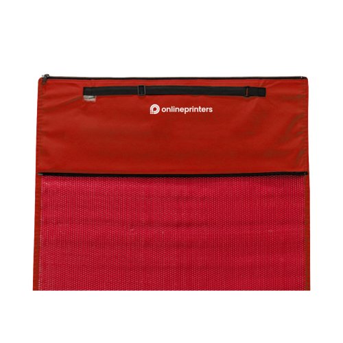 Tapis de plage rouge avec poigne et compartiment zipp.