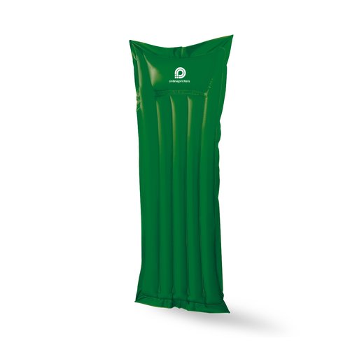 Matelas pneumatique en plastique vert avec chambres gonflables.