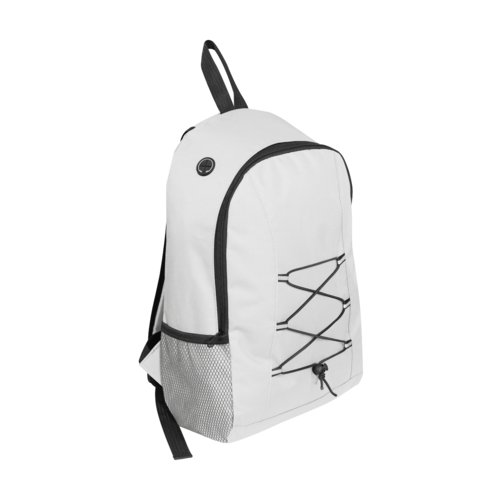Sac  dos blanc avec poche latrale et cordon lastique.
