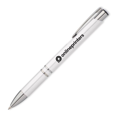 Stylo  bille blanc avec clip et mcanisme  poussoir.