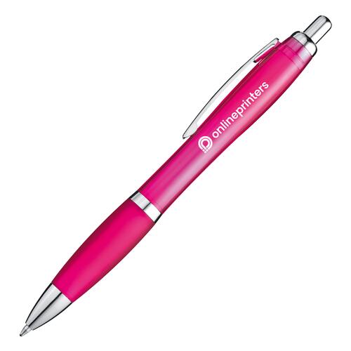 Stylo � bille rose en plastique avec clip.