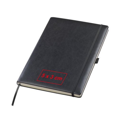 Carnet noir avec élastique et marque-page.