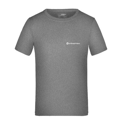 T-shirt en polyester chin� gris fonc� pour enfants avec manches courtes.