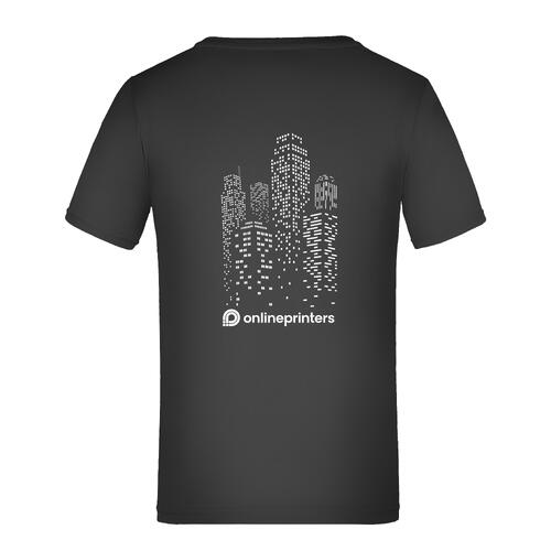 T-shirt noir pour enfant en polyester avec manches courtes.