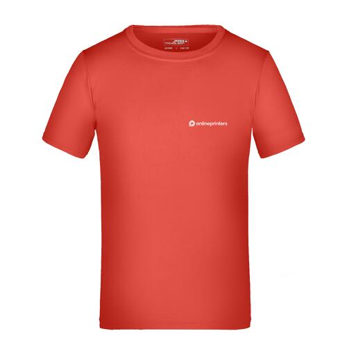 T-shirt rouge pour enfants en polyester avec manches courtes.