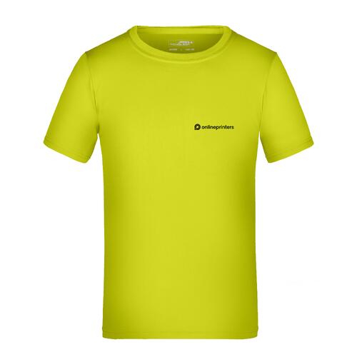 T-shirt enfant jaune n�on en polyester avec manches courtes.