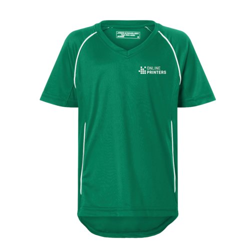 T-shirt de sport pour enfants avec col en V et manches courtes.