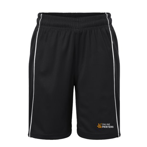 Shorts enfant noir et blanc en polyester avec taille élastique.