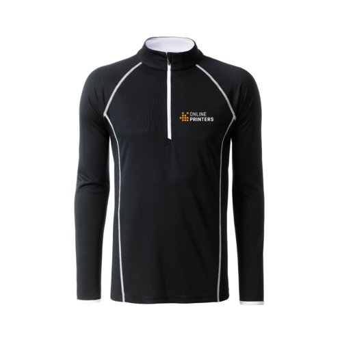 T-shirt de sport  manches longues avec fermeture clair pour hommes.