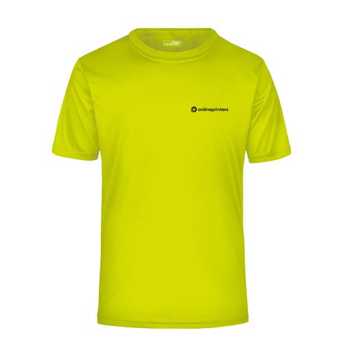T-shirt jaune en polyester pour homme avec manches courtes.