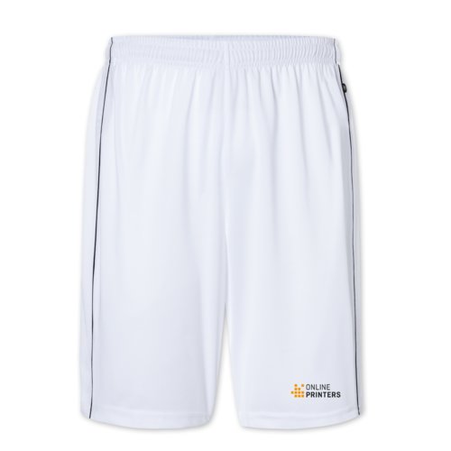 Shorts blancs en polyester avec taille lastique et cordon de serrage.