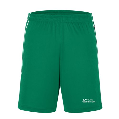 Short d'quipe vert en tissu fonctionnel avec taille lastique.